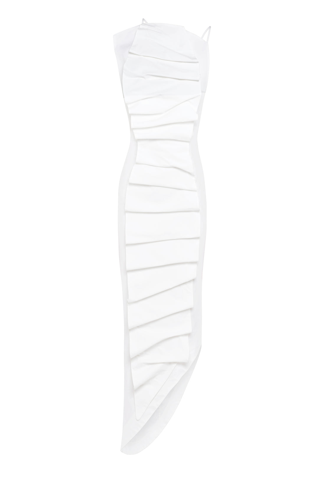 Bib-Front Structured Dress With Open Back White | Luxury Womenswear Bib-Front Structured Dress With Open Back White | Luxury Womenswear