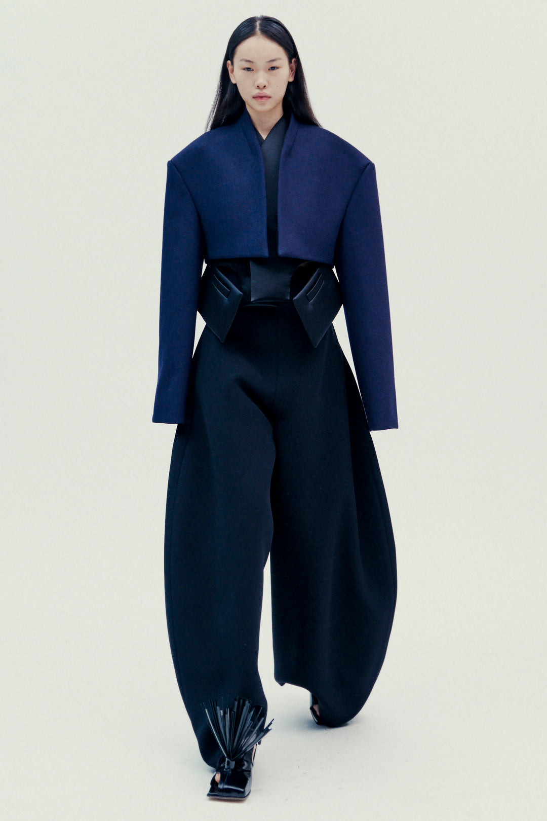 Cropped Jacket With Insert Navy Black