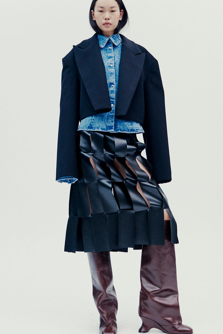 Midi Multi Rectangle Skirt Black