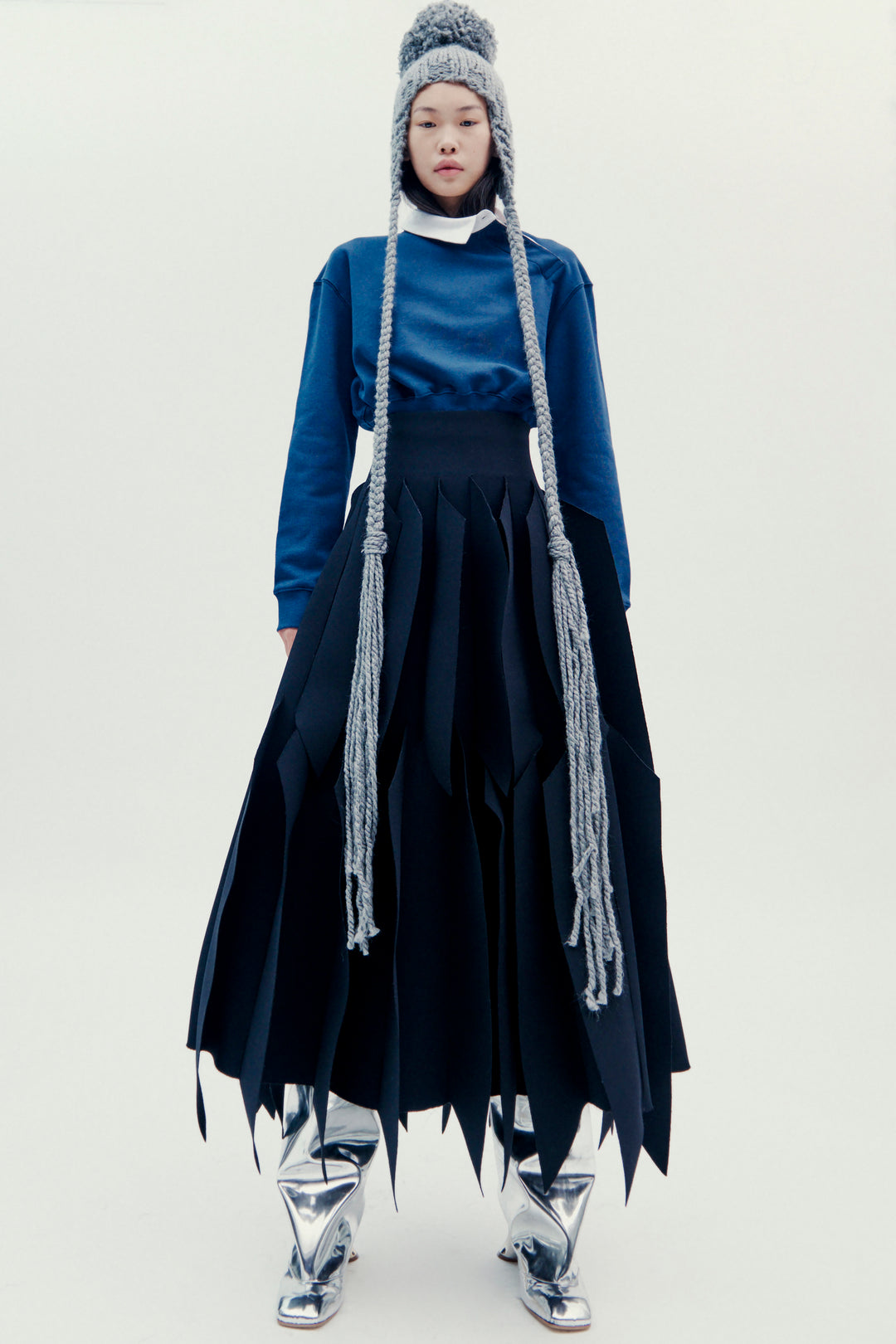 Skirt With Panel Applique Black