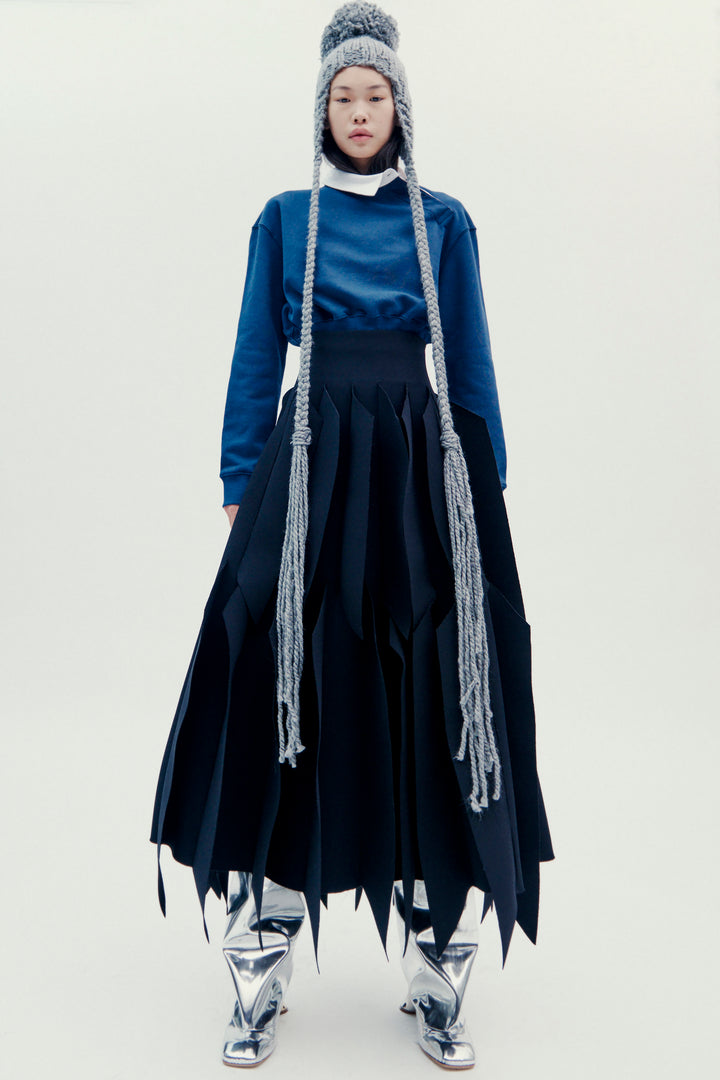 Skirt With Panel Applique Black