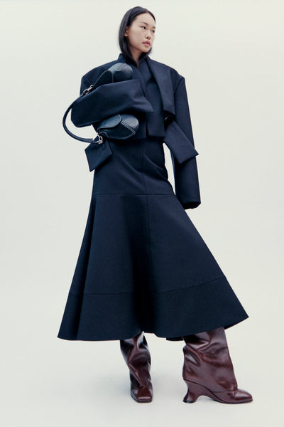 Cropped Jacket With Insert Black | Luxury Womenswear | A.W.A.K.E