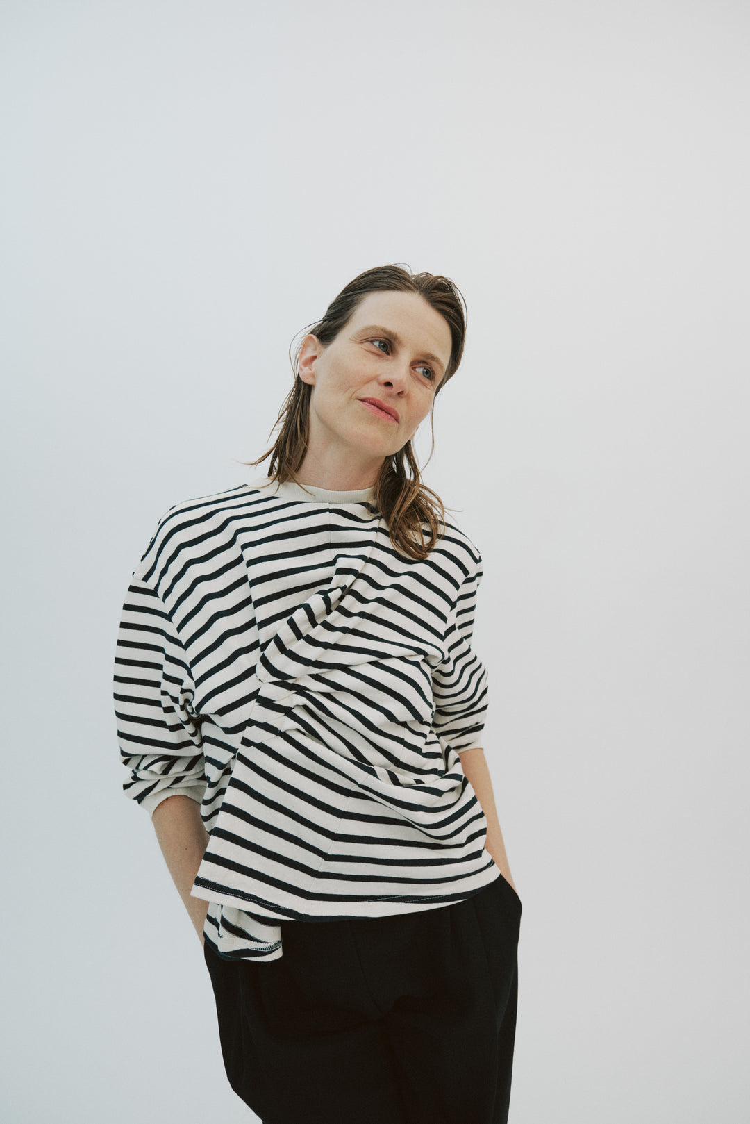Long Sleeve Knotted Jersey Top Stripe
