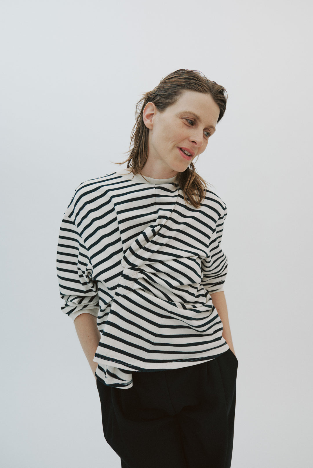 Long Sleeve Knotted Jersey Top Stripe