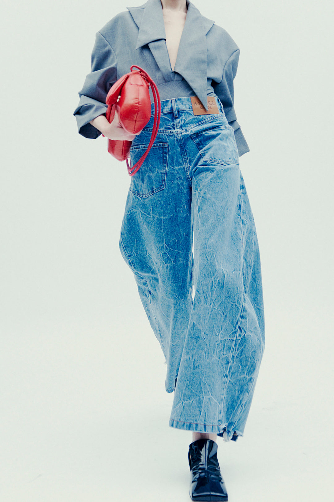 Denim Side Insert Jeans Indigo Acid Wash