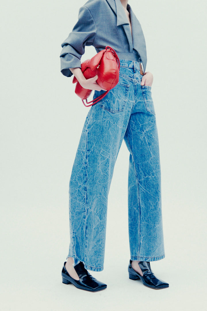 Denim Side Insert Jeans Indigo Acid Wash