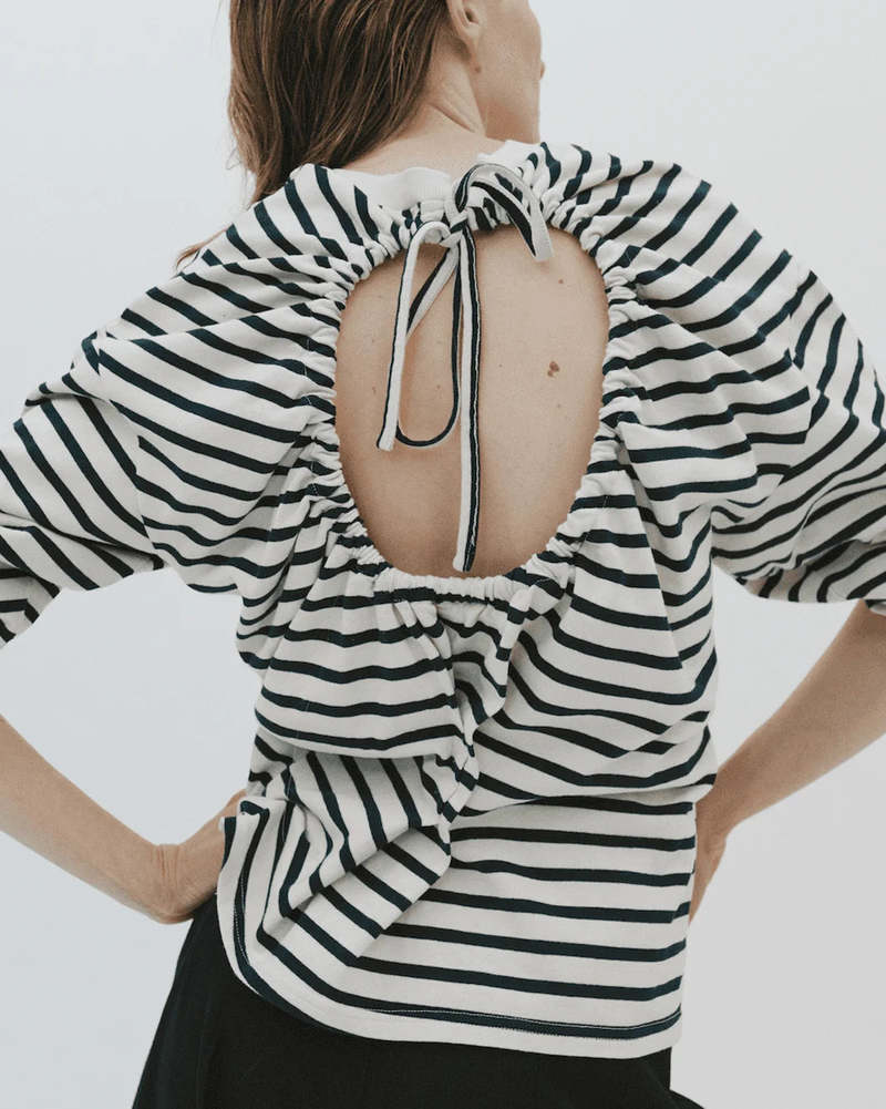 Long Sleeve Knotted Jersey Top Stripe
