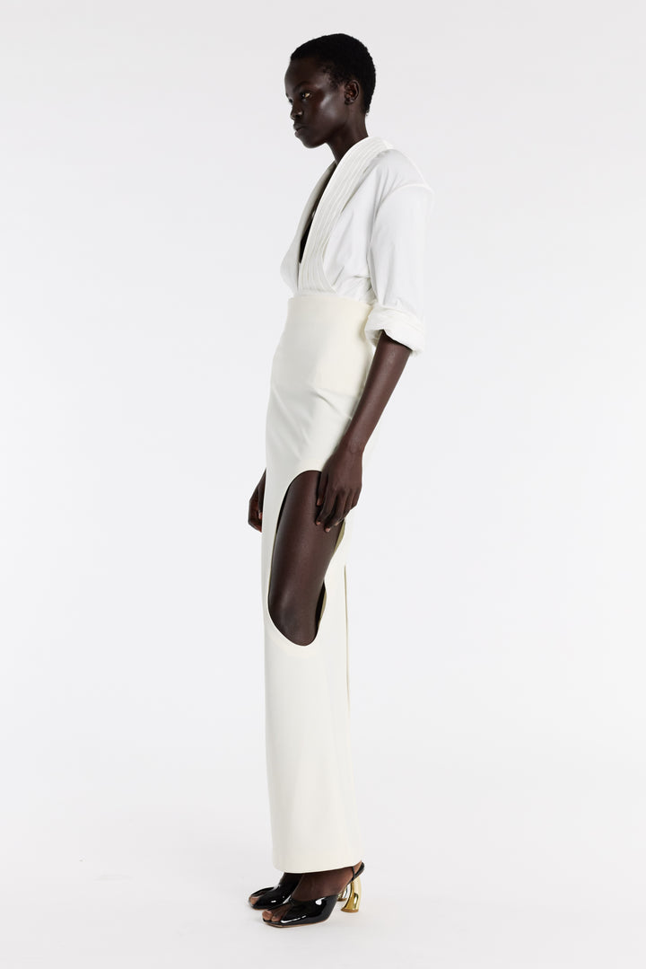 Cummerbund Collar Tuxedo Top White