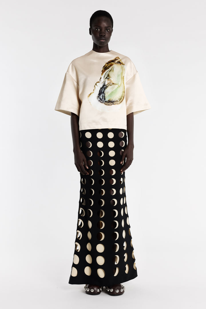 Oyster Satin Top Peach