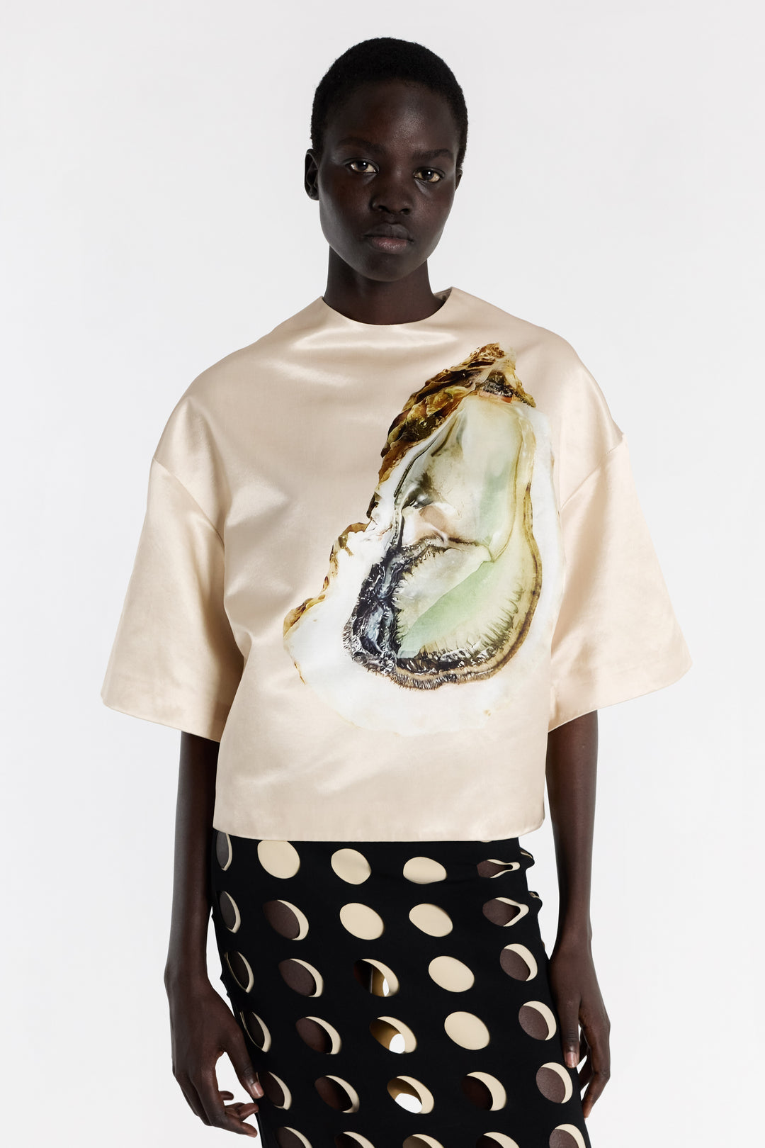 Oyster Satin Top Peach