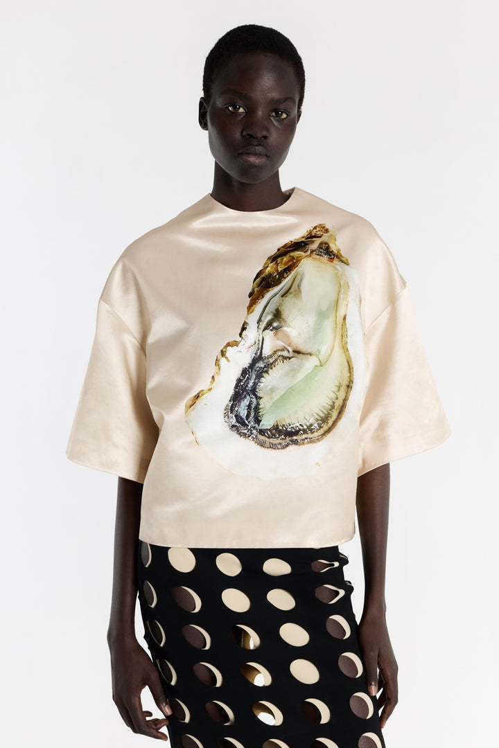 Oyster Satin Top Peach