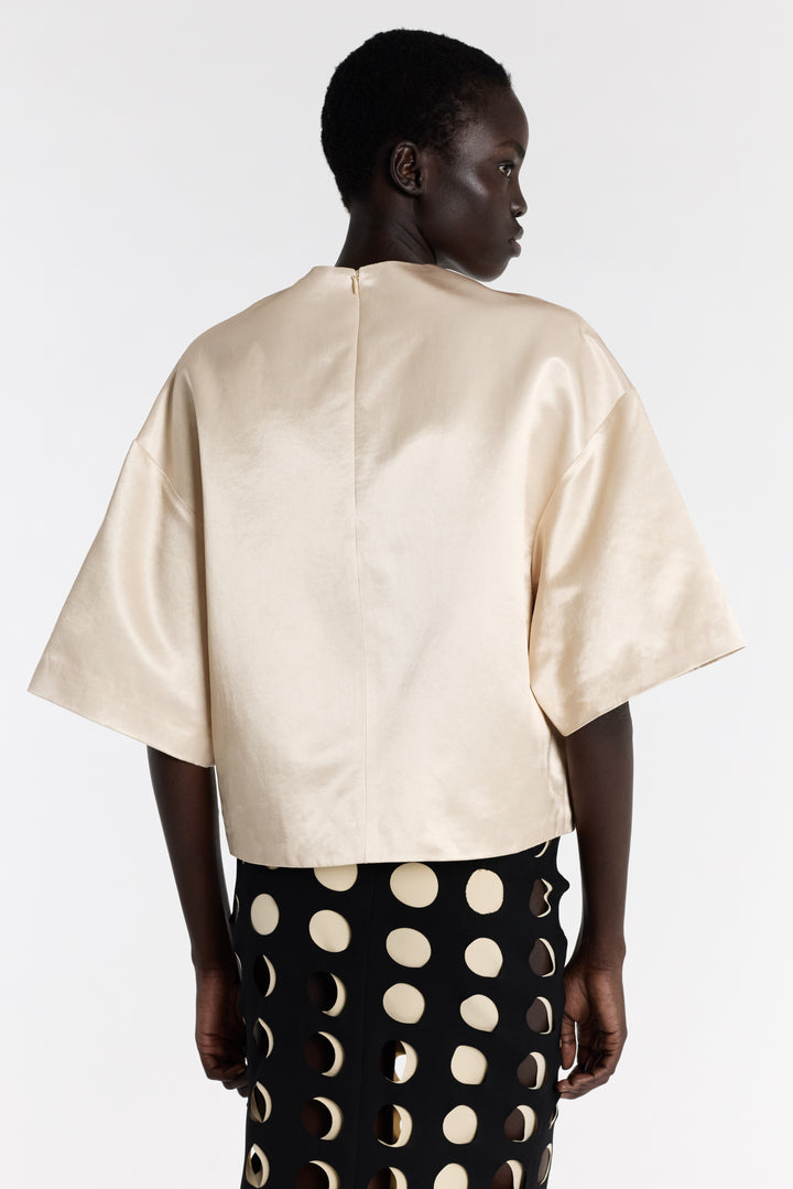 Oyster Satin Top Peach