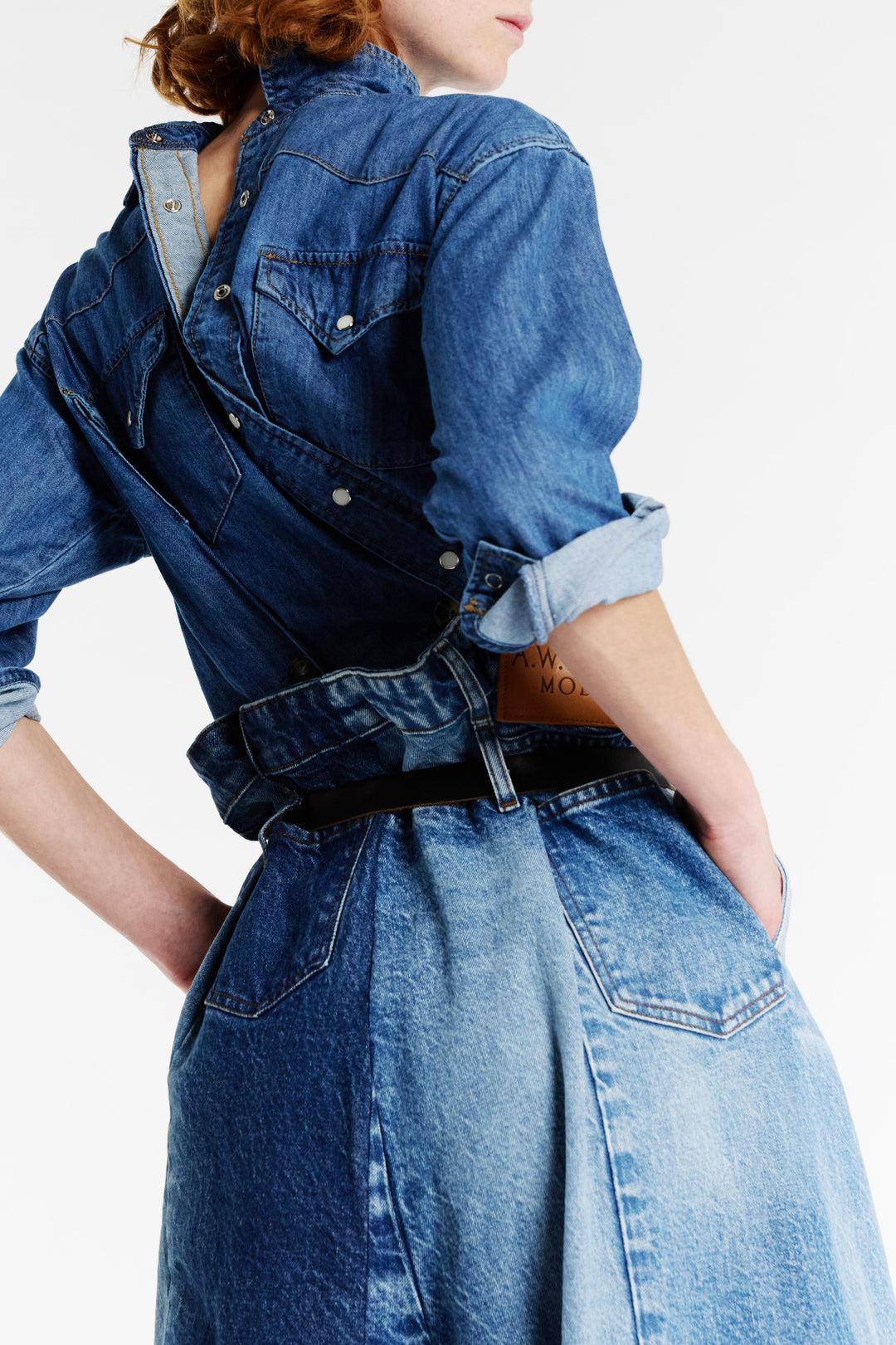 Wide Leg Denim Pants Mid Blue