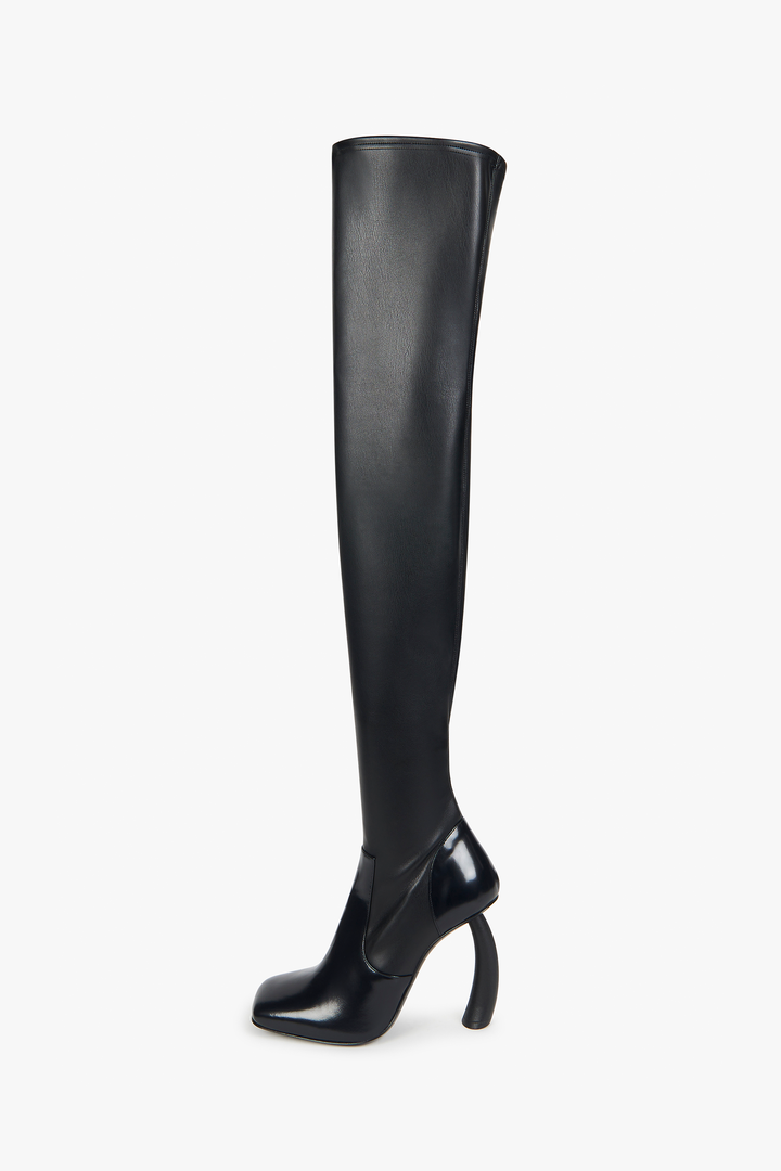 Curved Heel High Boot Black