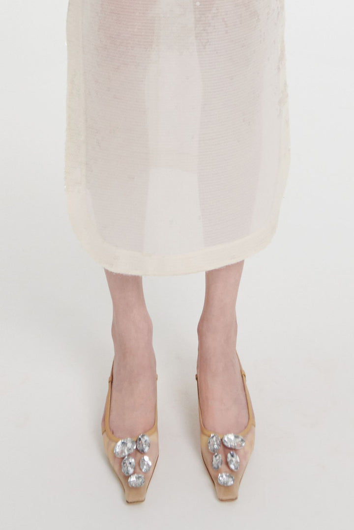 Amanda Kitten Heel Crystal Beige