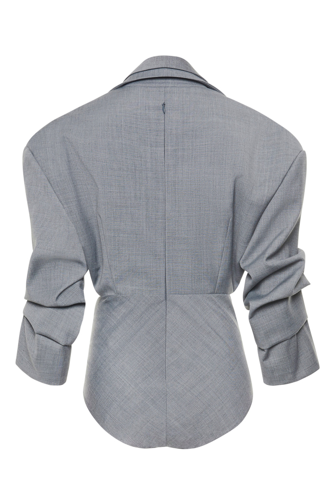Tailored Bodysuit With Shirt Collar Insert Grey Melange