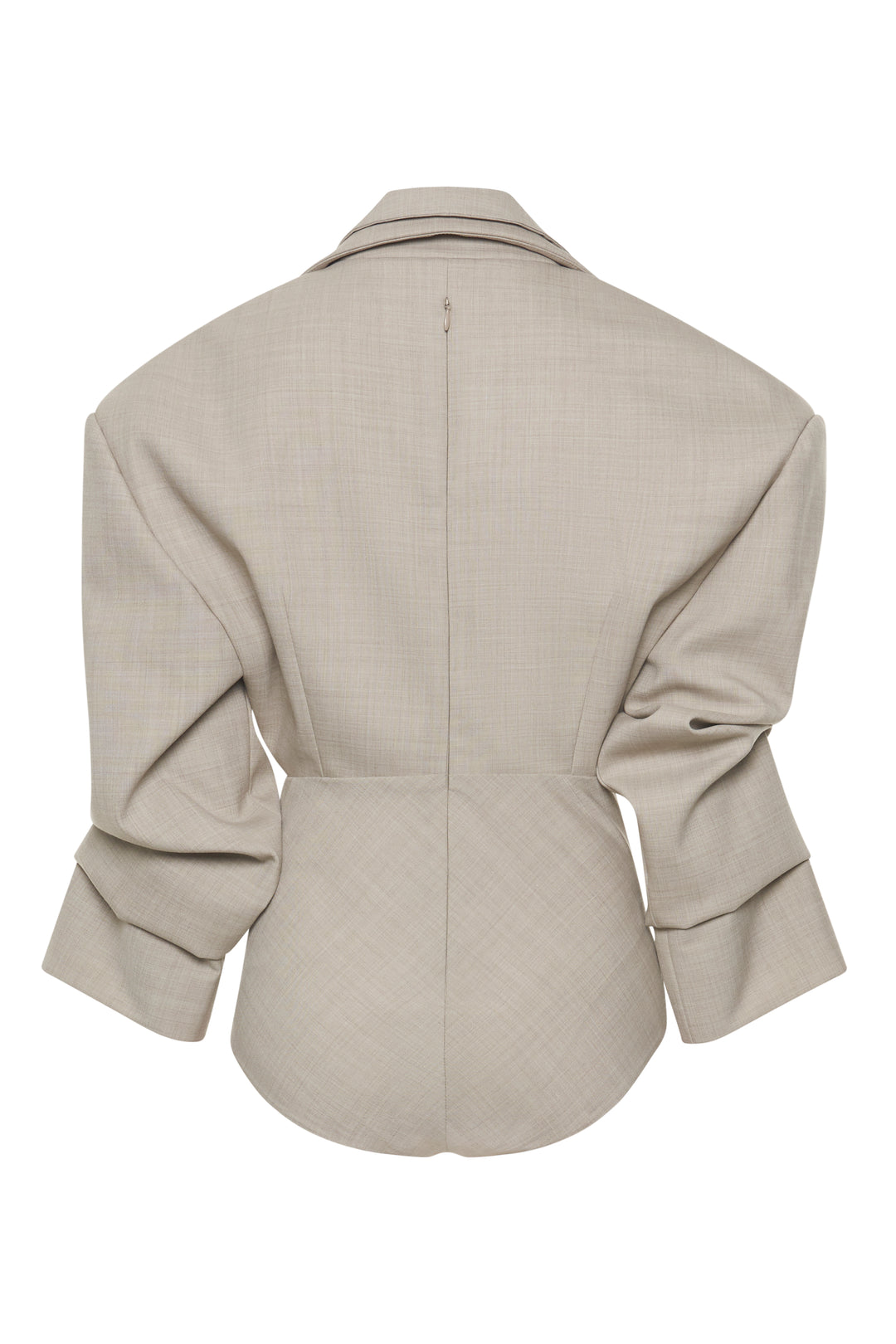 Tailored Bodysuit With Shirt Collar Insert Beige Melange