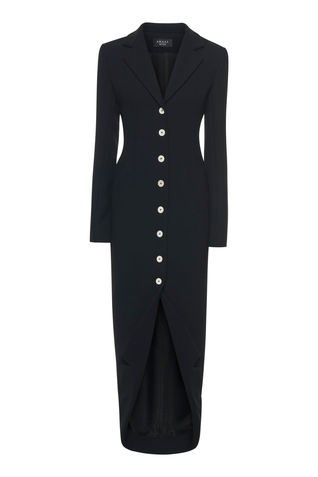 Tailored Shirt Dress With Jacket Collar At Hem Black