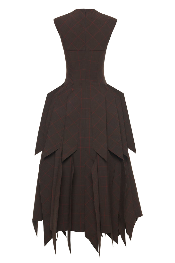 Dress With Panel Brown Check