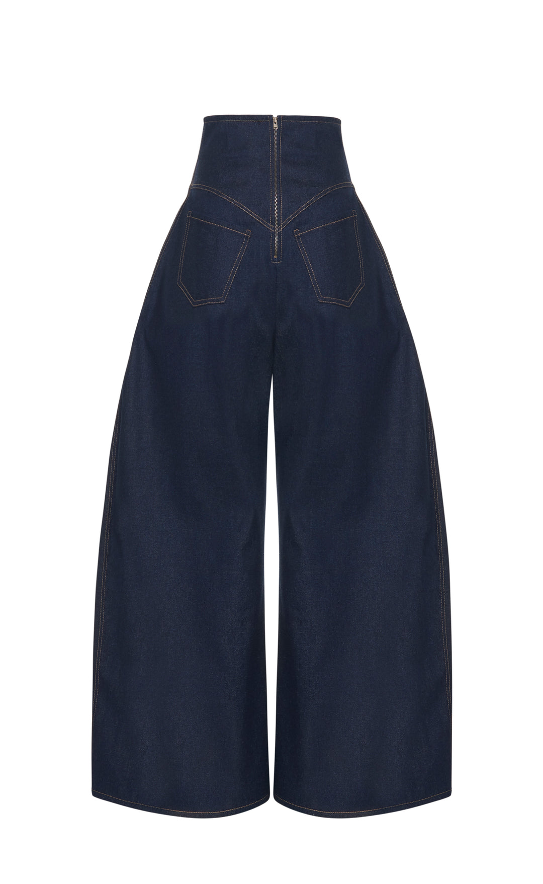 Rounded Back To Front Jeans Indigo Rinse Wash