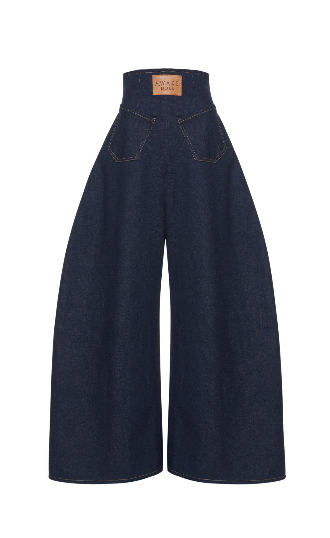 Rounded Back To Front Jeans Indigo Rinse Wash