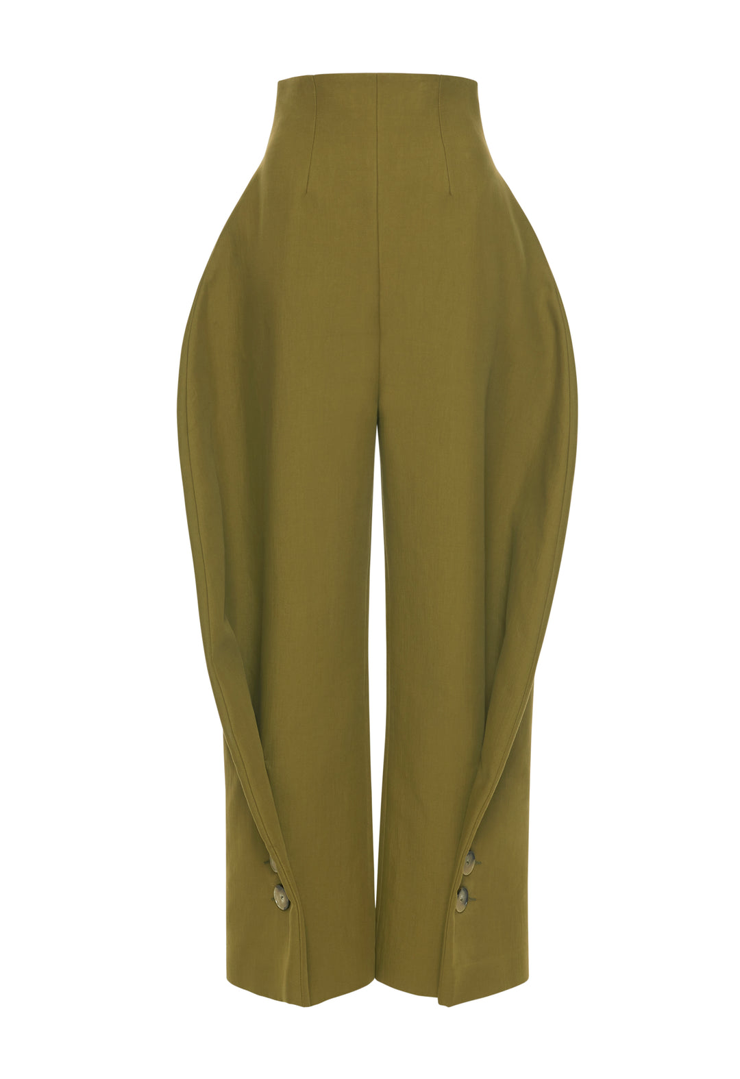 High Rise Rounded Pant Khaki Green