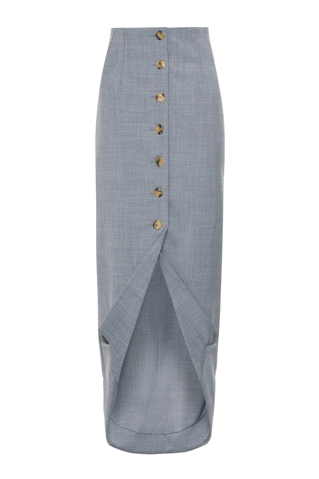 Tailored Skirt With Jacket Collar At Hem Grey Melange