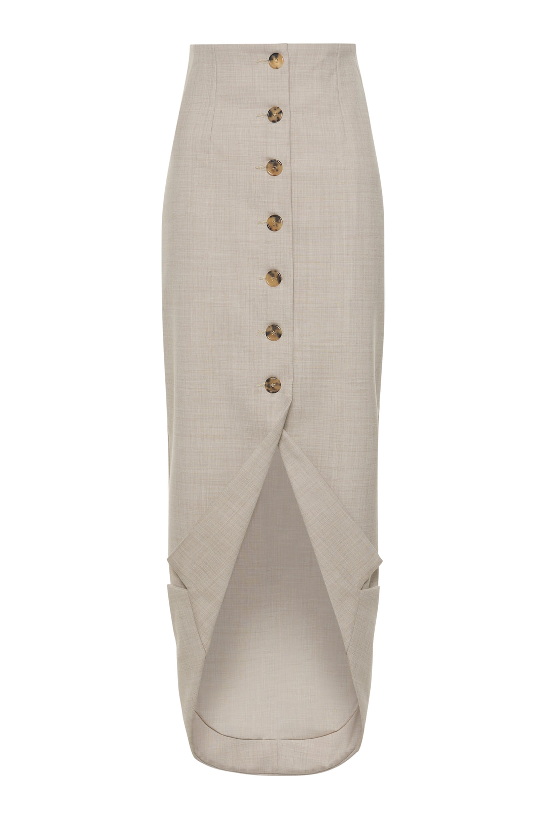 Tailored Skirt With Jacket Collar At Hem Beige Melange