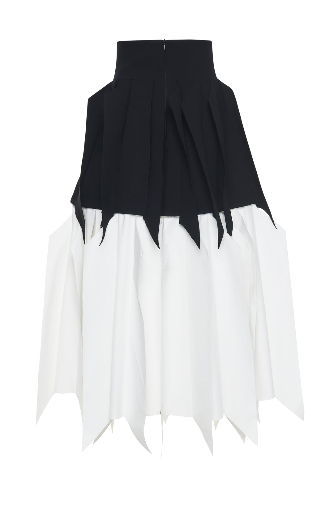 A-Line Skirt With Panel Black White