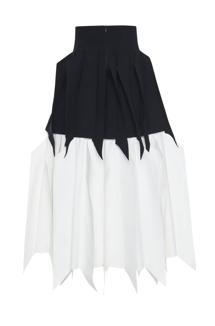 A-Line Skirt With Panel Black White