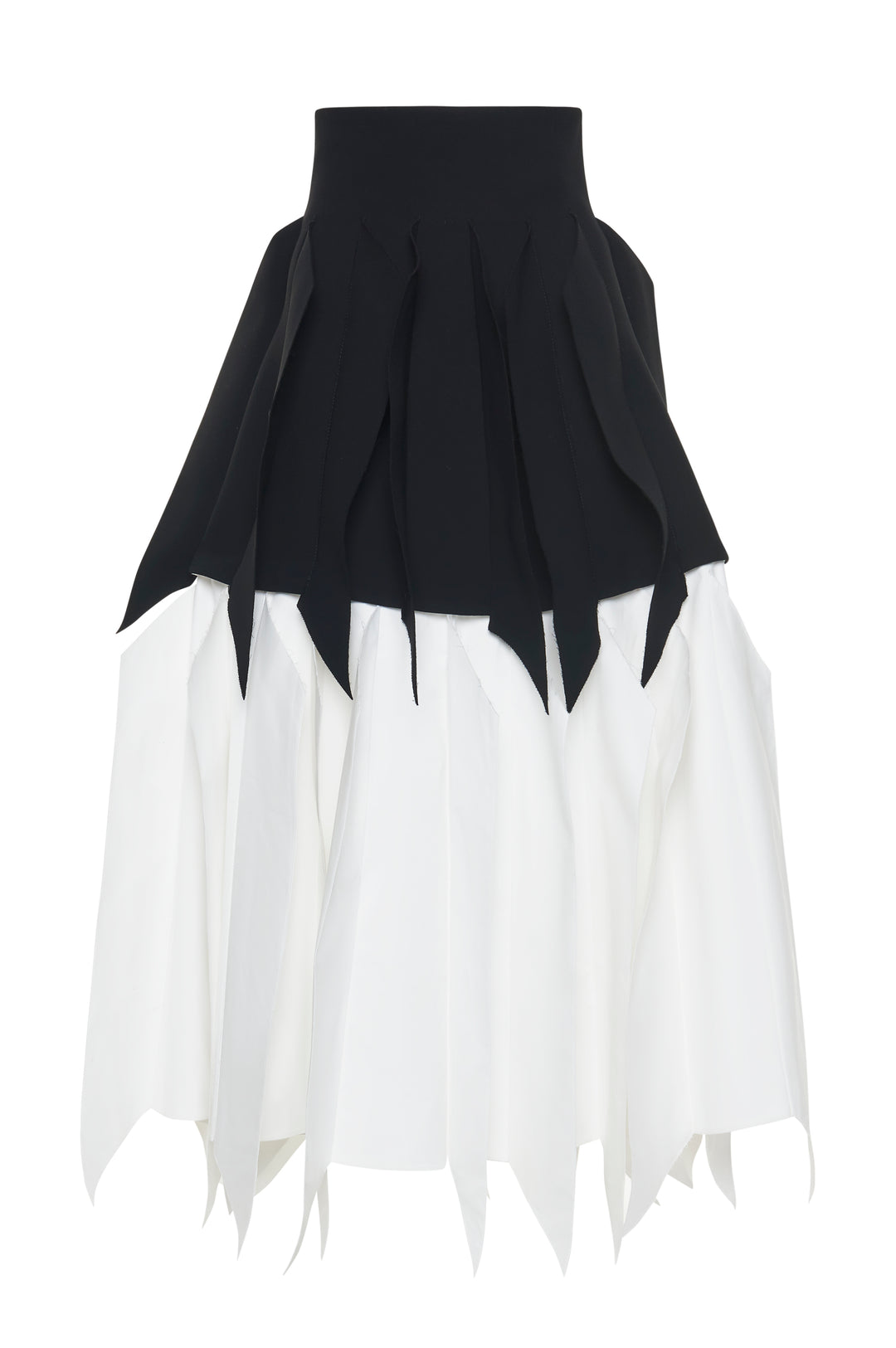 A-Line Skirt With Panel Black White