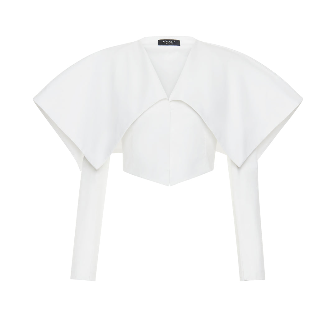 Cropped Jacket With Collar White