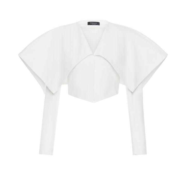 Cropped Jacket With Collar White