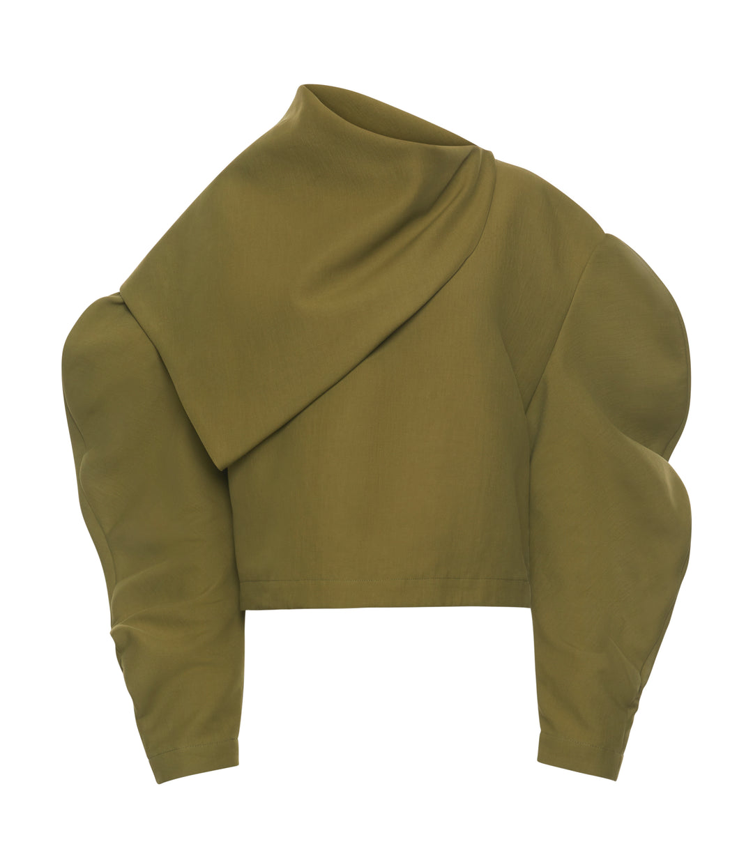 Draped Collar Top Khaki Green