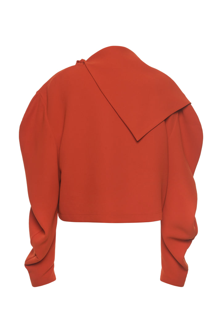 Draped Collar Top Terracotta