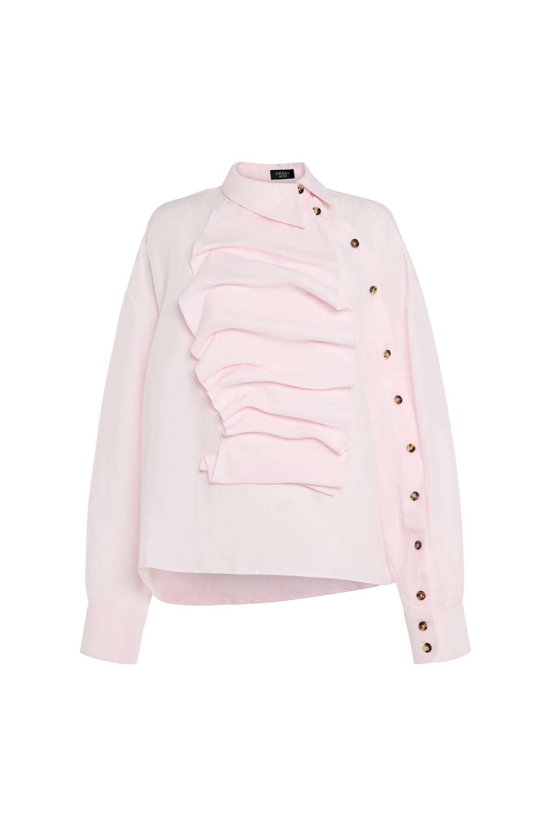 Voluminous Bib-Front Shirt Pale Pink