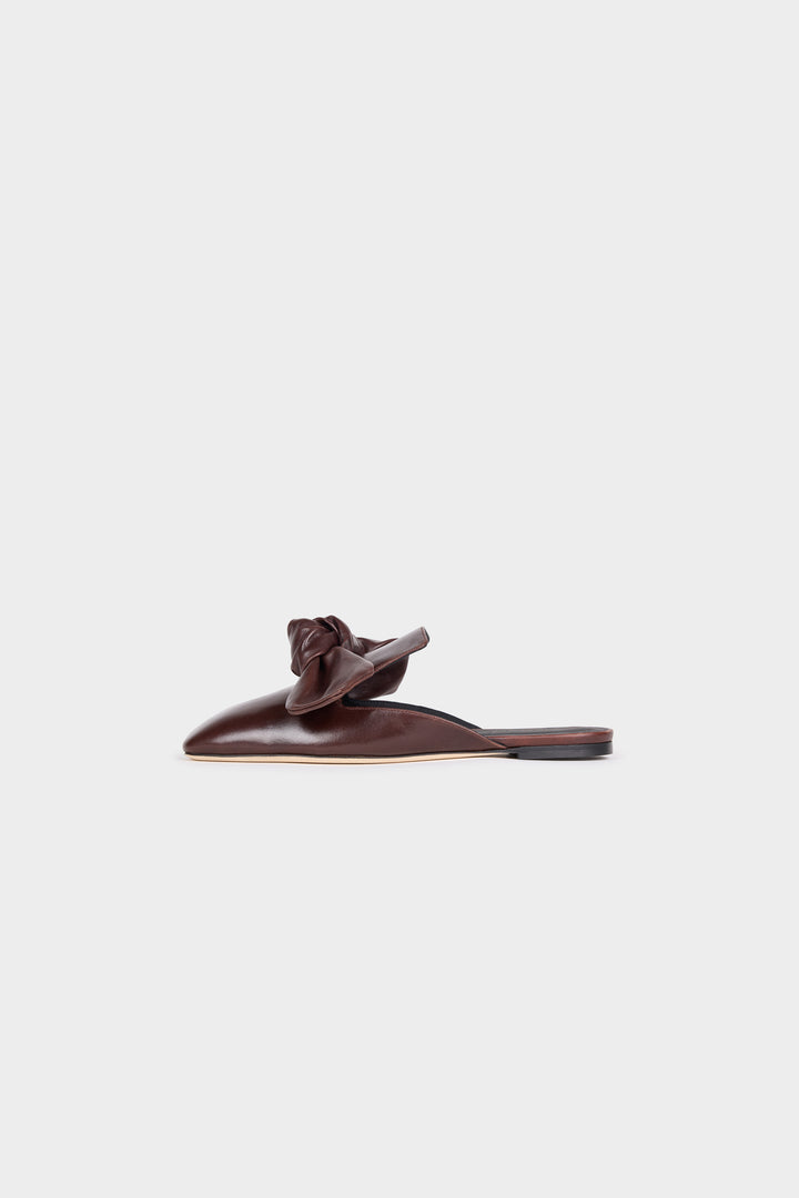 Tim Open Toe Shoes With Bow Brown