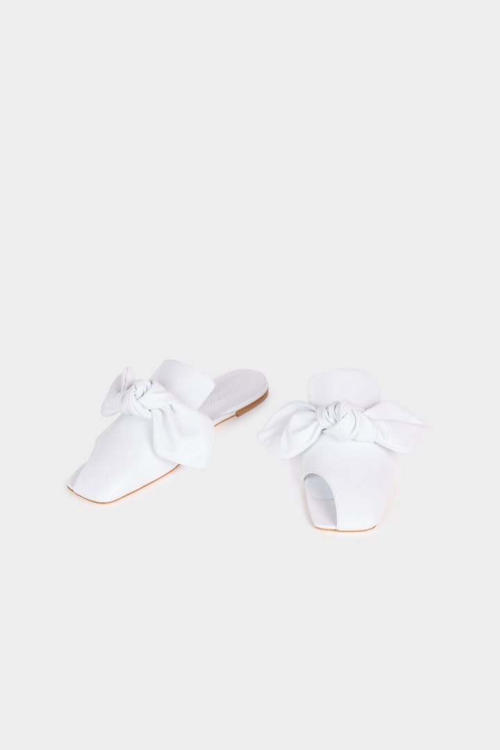 Tim Open Toe Shoes With Bow White