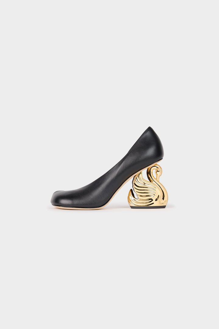 Vesper Shoes With Swan Heel Black