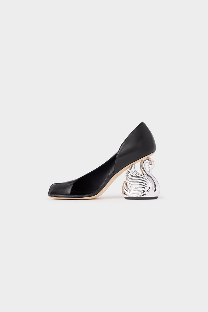 Vesper Shoes With Swan Heel Black