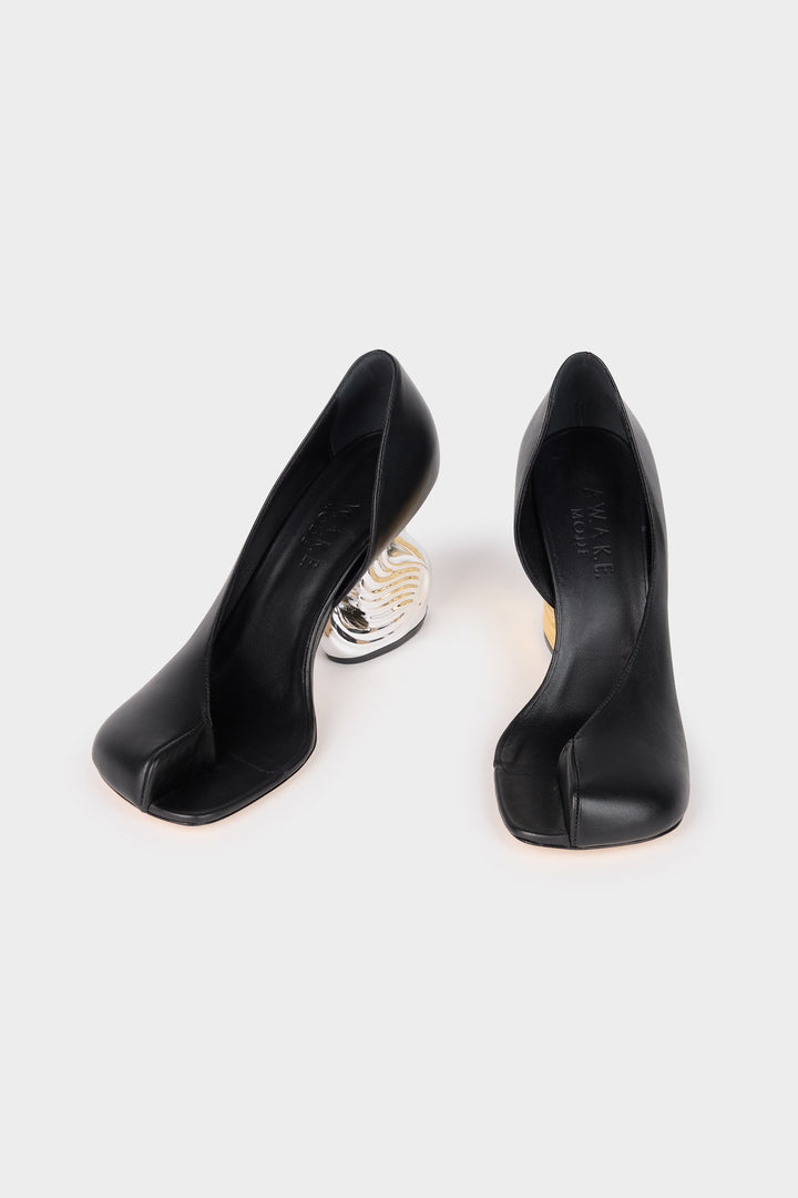 Vesper Shoes With Swan Heel Black