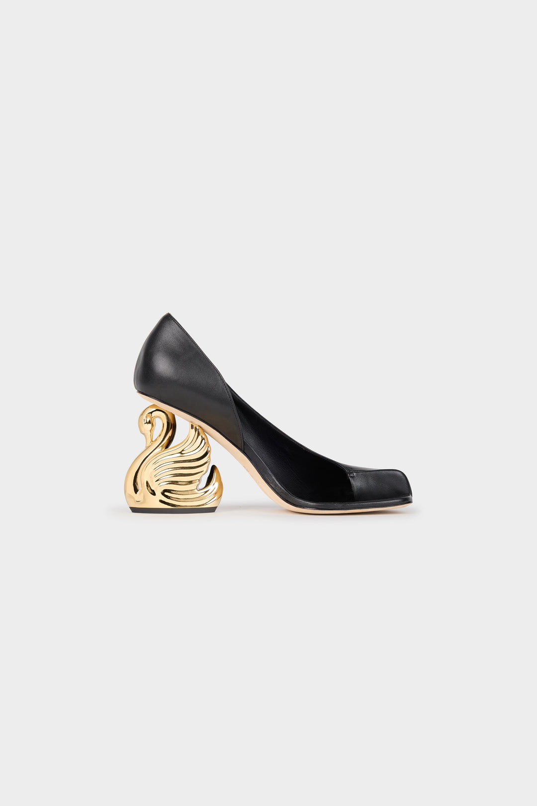 Vesper Shoes With Swan Heel Black