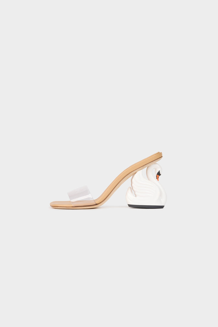 Faye Shoes With Swan Heel Transparent White