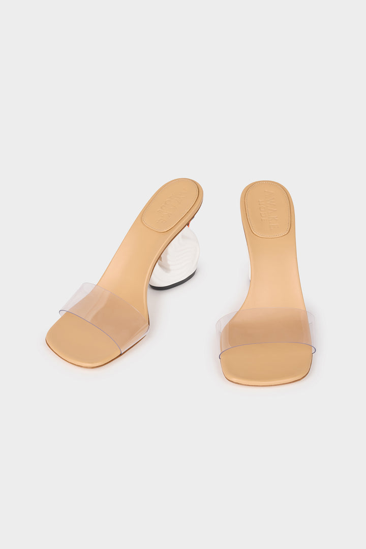 Faye Shoes With Swan Heel Transparent White