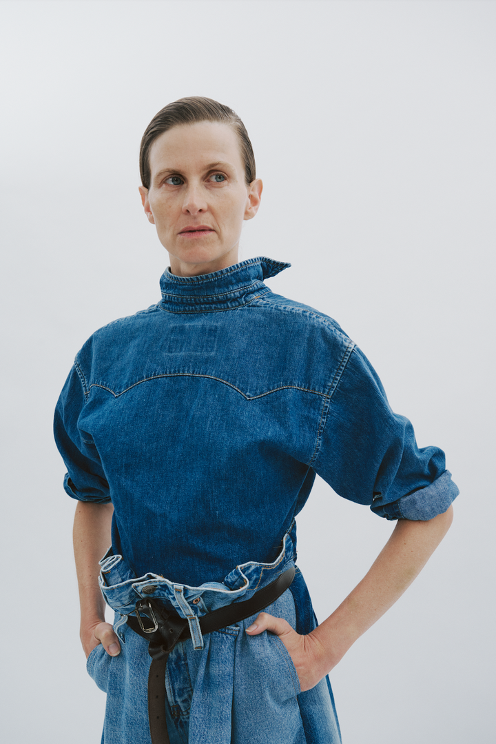 Back To Front Denim Shirt Mid Blue