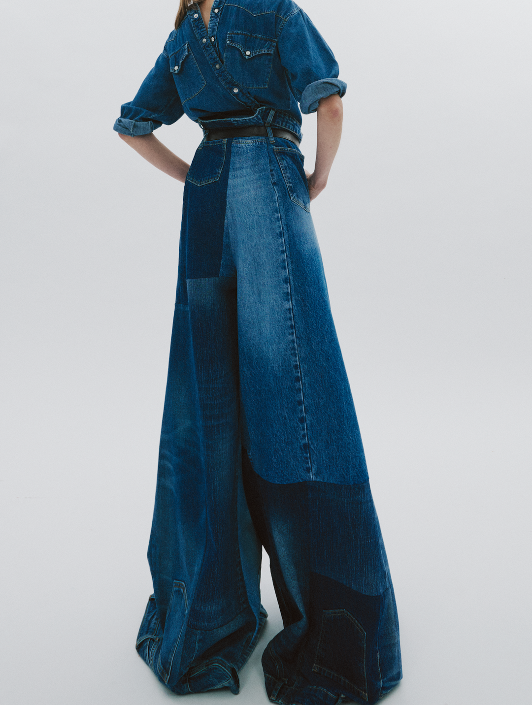 Back To Front Denim Shirt Mid Blue