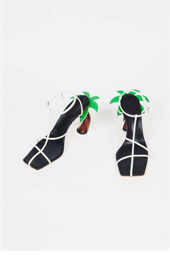 Bianca Wooden Heel Black White