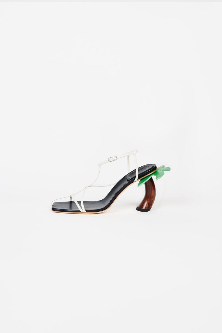 Bianca Wooden Heel Black White