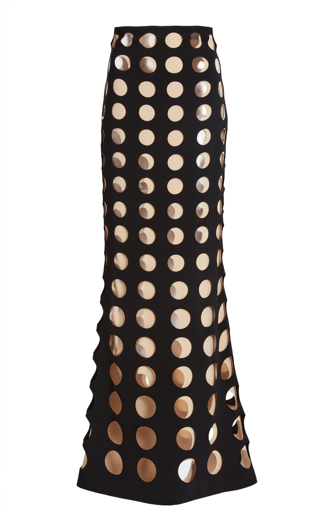 Layered Circular Cutouts Skirt Black Nude