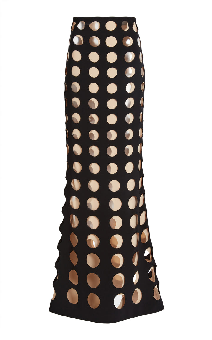 Layered Circular Cutouts Skirt Black Nude